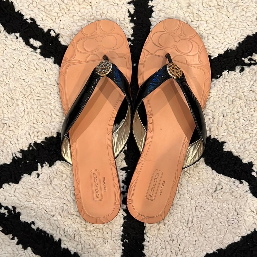 Coach Black Sandals Flip Flops